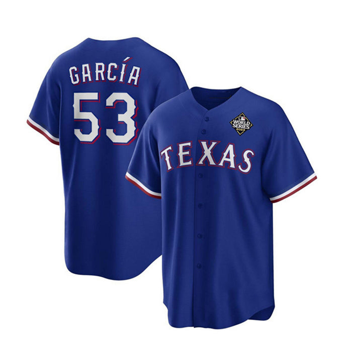 Texas Rangers #53 Adolis Garc¨ªa Royal Jereymy 2023 World Series Stitched Jersey