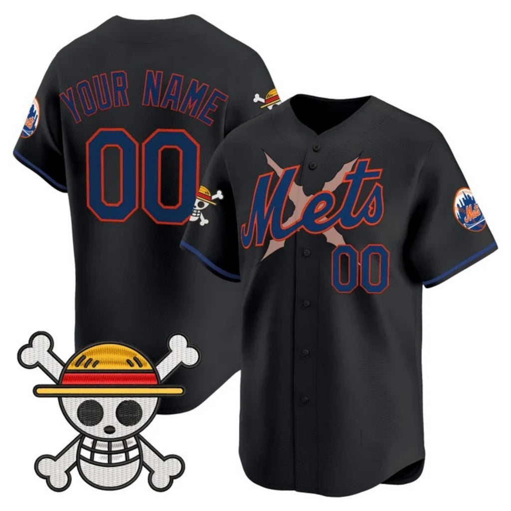Custom New York Mets x One Piece Black Jereymy Vapor Premier Limited Jersey - Stitched