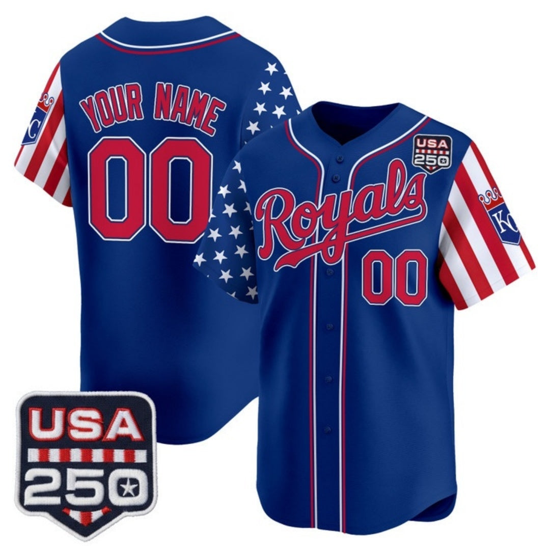 Custom Kansas City Royals America 250 Edition Vapor Premier Limited Royal Jereymy Stitched Jerseys