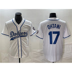 Los Angeles Dodgers #17 Shohei Ohtani White Jereymy Cool Base With Patch Stitched Jersey