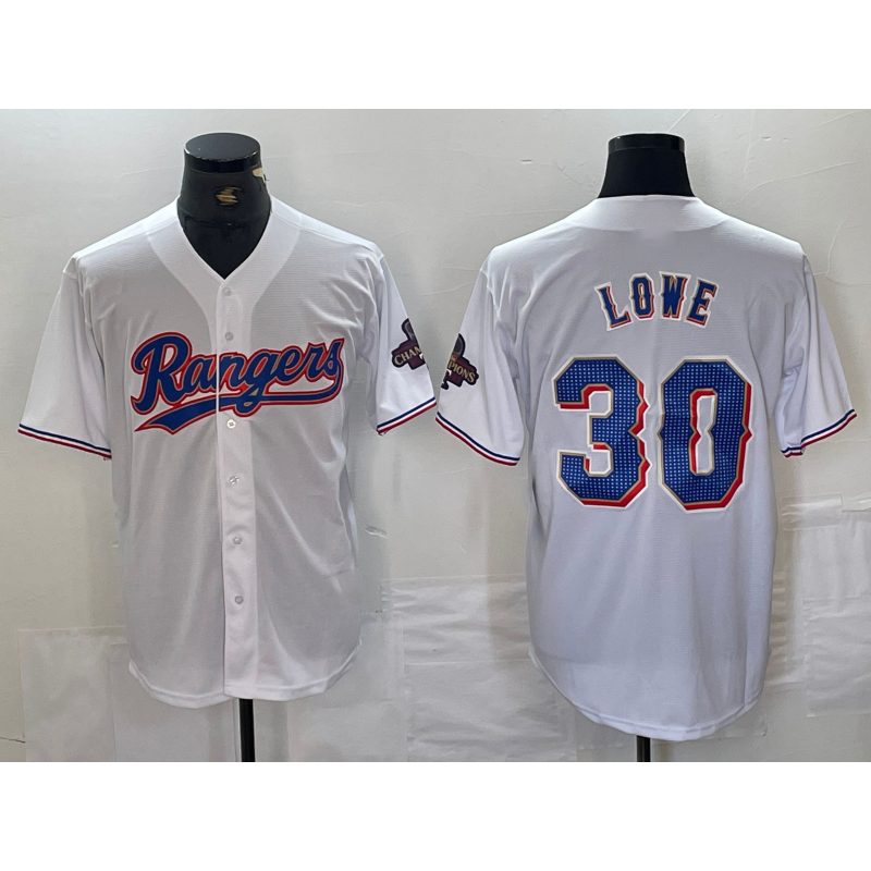 Texas Rangers #30 Nathaniel Lowe White Jereymy 2024 Gold Collection Limited Cool Base Jersey