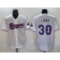 Texas Rangers #30 Nathaniel Lowe White Jereymy 2024 Gold Collection Limited Cool Base Jersey