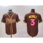 San Diego Padres #3 Jackson Merrill Brown Jereymy Cool Base Stitched Jerseys