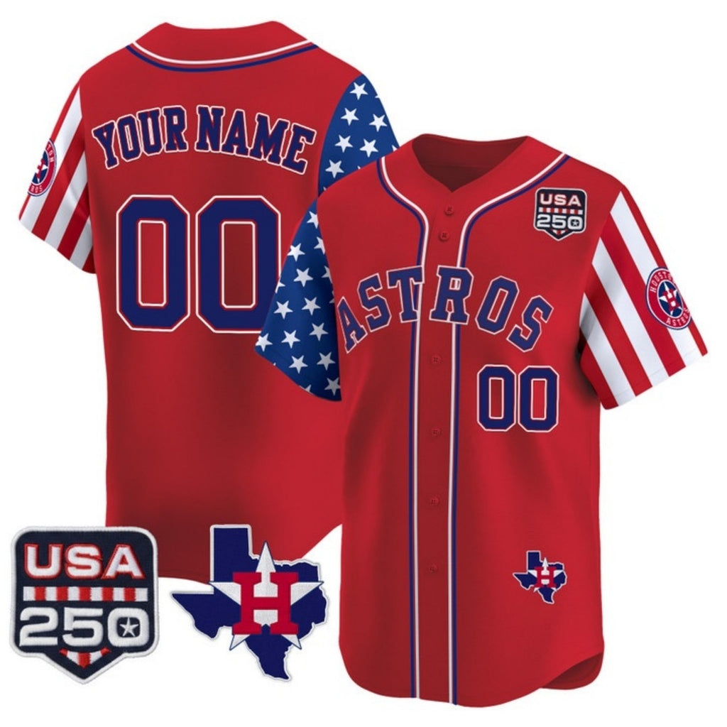 Custom Houston Astros America 250 Edition Vapor Premier Limited Red Jereymy Stitched Jerseys