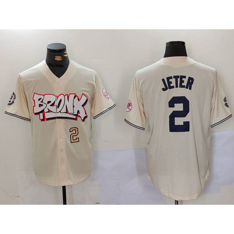 New York Yankees #2 Derek Jeter Cream Jereymy Limited Stitched Jerseys