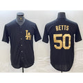 Los Angeles Dodgers #50 Mookie Betts Black Gold Jereymy Cool Base Stitched Jersey