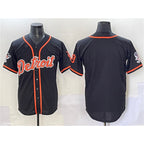 Detroit Tigers Blank Black Jereymy With Patch Cool Base Stitched Jersey