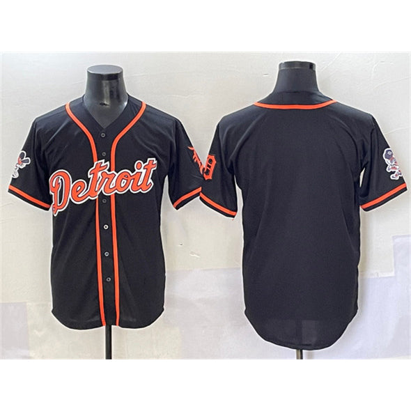 Detroit Tigers Blank Black Jereymy With Patch Cool Base Stitched Jersey