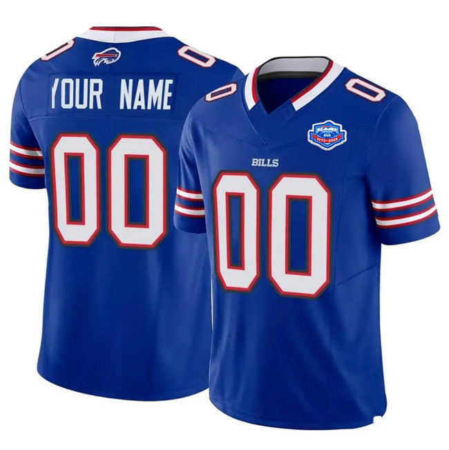 Custom B.Bills Active Player Blue Jereymy 2025 F.U.S.E. With Farewell Patch Vapor Untouchable Limited Stitched Jersey