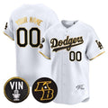 Custom Los Angeles Dodgers Vin Patch & Kobe Bryant Signature Vapor Premier Limited Jersey ¨C White Gold Jereymy