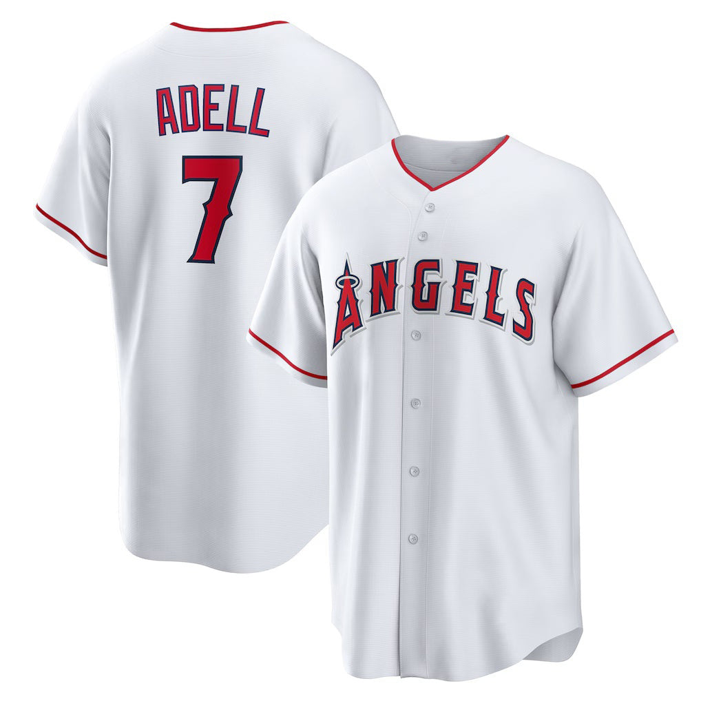 Los Angeles Angels #7 Jo Adell White Jereymy Home Replica Jersey