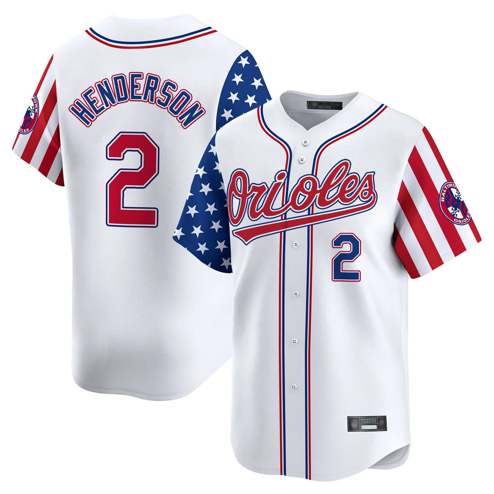 Baltimore Orioles #2 Gunnar Henderson Player White Jereymy Independence Day Vapor Premier Home Game Stitched Jerseys