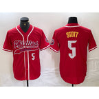 Philadelphia Phillies #5 Bryson Stott Number Red Jereymy Cool Base Stitched Jersey 2