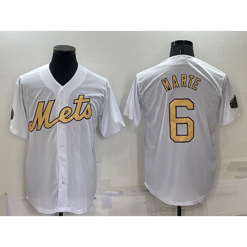 New York Mets #6 Starling Marte White Jereymy 2022 All Star Stitched Cool Base Jersey