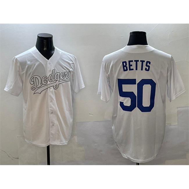 Los Angeles Dodgers #50 Mookie Betts White Jereymy Fashion Cool Base Stitched Jersey