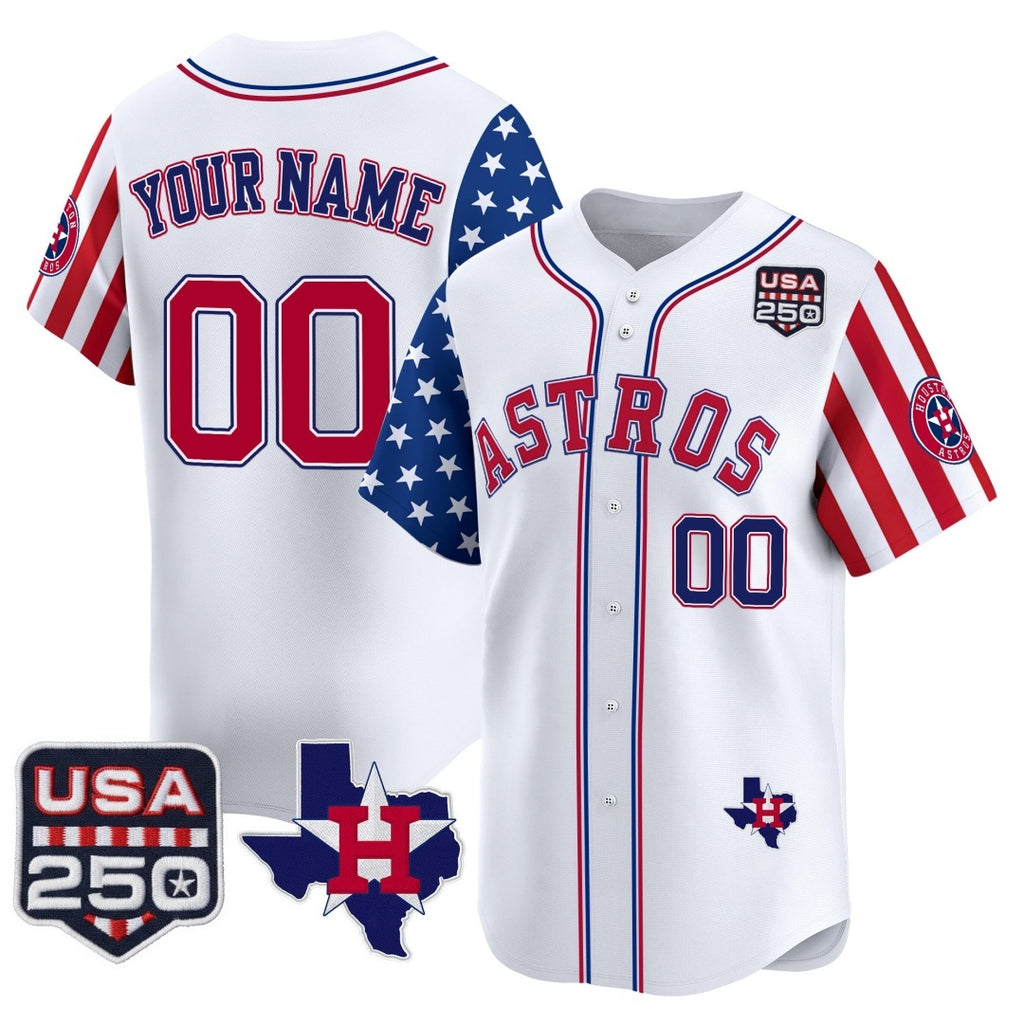 Custom Houston Astros America 250 Edition Vapor Premier Limited White Jereymy Stitched Jerseys