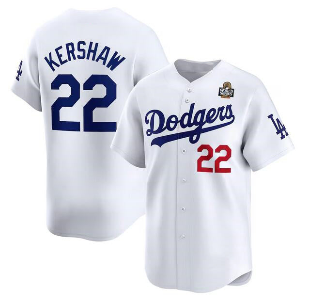 Los Angeles Dodgers #22 Clayton Kershaw White Jereymy 2024 World Series Home Limited Stitched Jersey