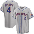New York Mets #4 Francisco ¨¢lvarez Gray Jereymy 2023 Cool Base Stitched Jersey