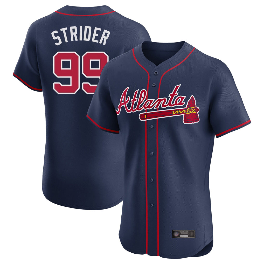 Atlanta Braves #99 Spencer Strider Player Navy Jereymy Limited Elite Home Game Stitched Jerseys