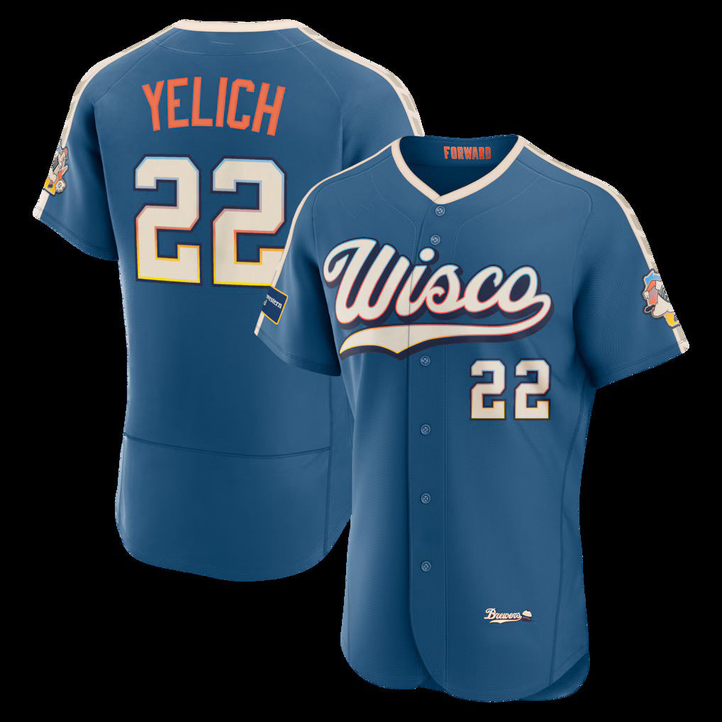 Milwaukee Brewers #22 Christian Yelich Mineral Blue Jereymy 2026 City Connect Authentic Sponsor Patch Jersey