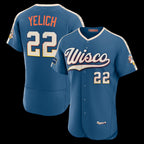 Milwaukee Brewers #22 Christian Yelich Mineral Blue Jereymy 2026 City Connect Authentic Sponsor Patch Jersey