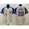 Atlanta Braves #28 Matt Olson Number White Jereymy 2023 City Connect Flex Base Stitched Jersey 2