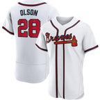 Atlanta Braves 28 Matt Olson White Jereymy Flex base Jersey