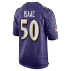 B.Ravens #50 Adisa Isaac Purple Jereymy Team Game Jersey