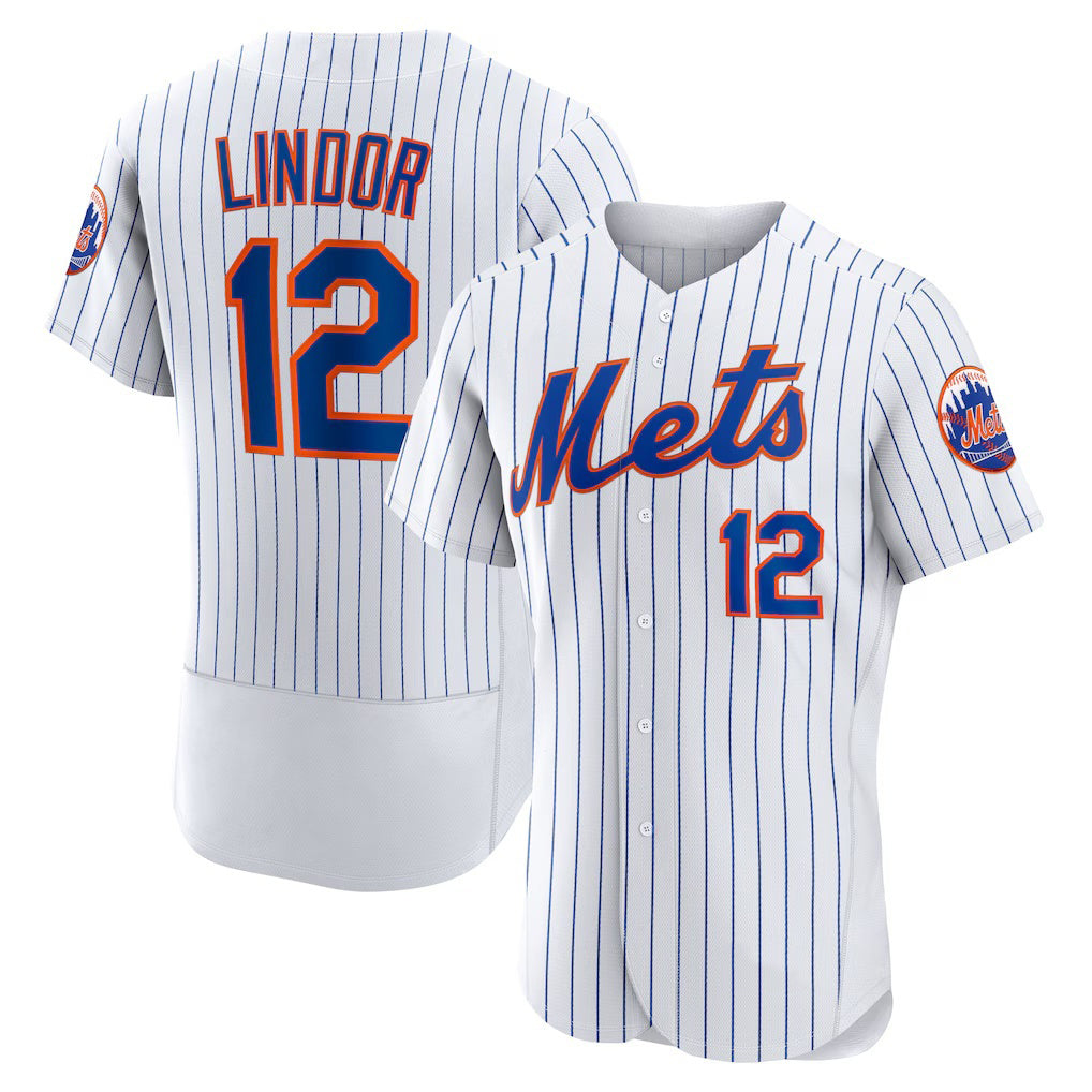 New York Mets #12 Francisco Lindor White Jereymy Home Authentic Player Jersey