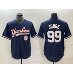 New York Yankees #99 Aaron Judge Navy Jereymy With Patch Cool Base Stitched Jersey