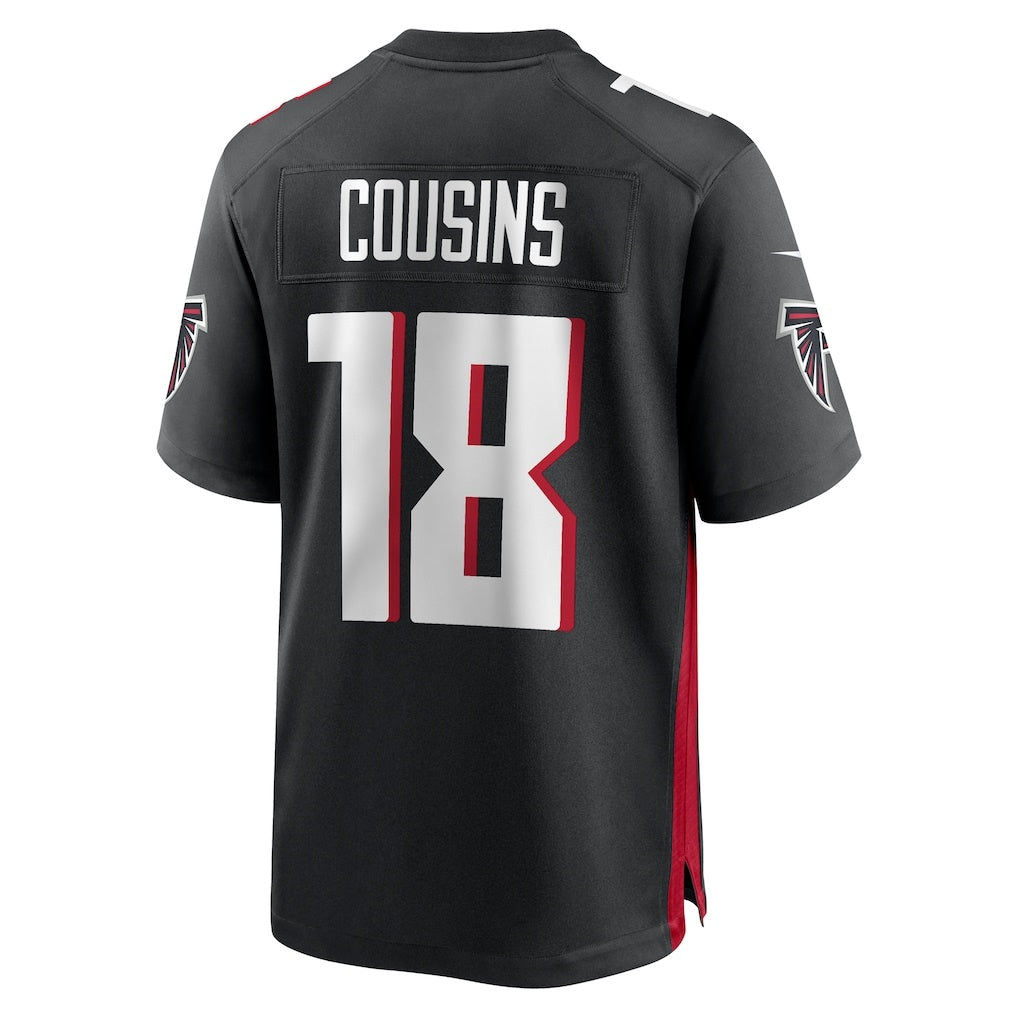 A.Falcons #18 Kirk Cousins Black Jereymy Game Player Jersey