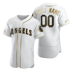 Custom Los Angeles Angels White Jereymy Stitched Flex Base Golden Edition Jersey
