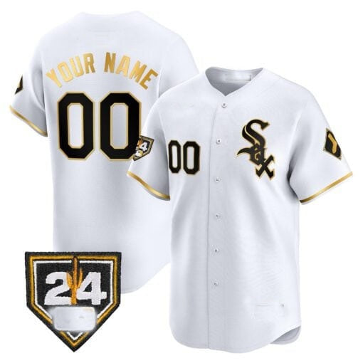 Custom Chicago White Sox 2024 Spring Training Patch Vapor Premier Limited  Jersey ¨C White Gold Jereymy