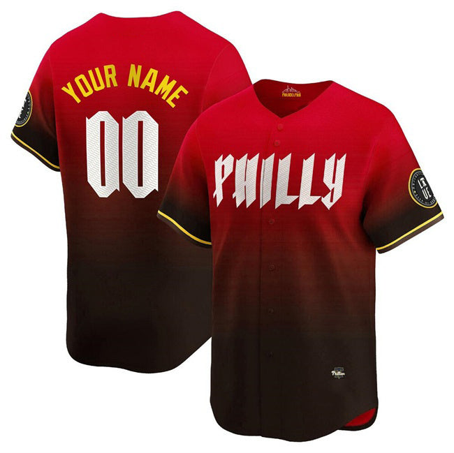 Custom Philadelphia Phillies Active Player Red Jereymy 2024 City Connect Limited Stitched Jersey