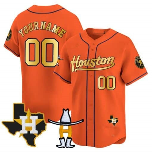 Custom Houston Astros Houston Rodeo Patch Vapor Premier Limited Jersey ¨C Orange Jereymy