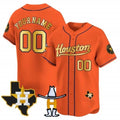 Custom Houston Astros Houston Rodeo Patch Vapor Premier Limited Jersey ¨C Orange Jereymy