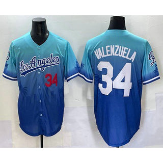 Los Angeles Dodgers #34 Fernando Valenzuela Blue Jereymy 2025 City Connect Limited Stitched Jersey