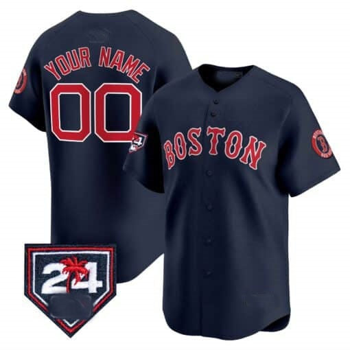 Custom Boston Red Sox 2024 Spring Training Patch Vapor Premier Limited Jersey ¨C Navy Jereymy