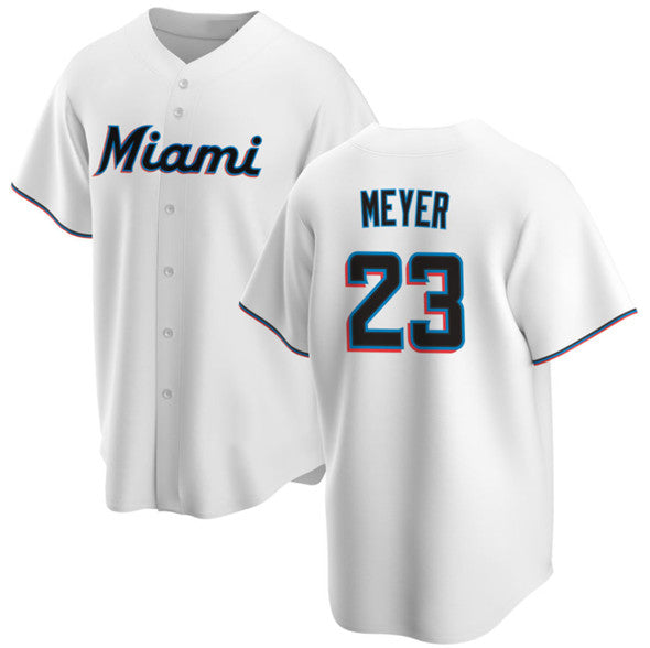 Miami Marlins #23 Max Meyer White Jereymy Cool Base Stitched Jersey