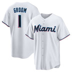 Miami Marlins #1 Groom White Jereymy Home Replica Jersey