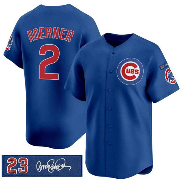 Chicago Cubs #2 Nico Hoerner Royal Jereymy 'Ryne Sandberg Tribute' Vapor Limited V3 Stitched Jersey