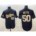 Los Angeles Dodgers #50 Mookie Betts Black Gold Jereymy 2025 World Series Champions Patch Limited Stitched Jersey