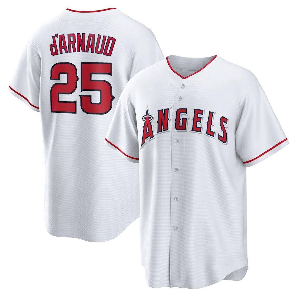 Los Angeles Angels #25 Travis d'Arnaud White Jereymy Home Replica Jersey
