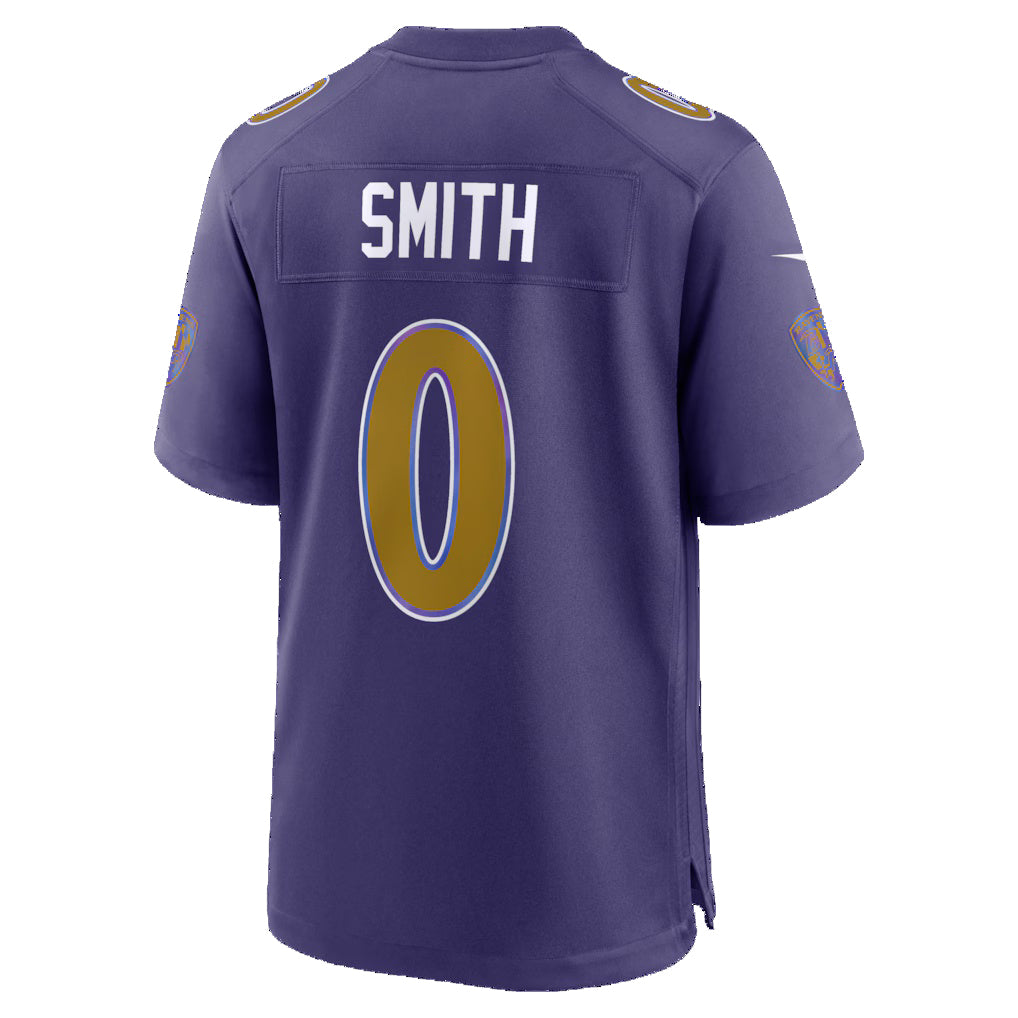 B.Ravens #0 Roquan Smith Purple Jereymy Alternate Game Jersey