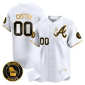 Custom Atlanta Braves Hank Aaron 715th Home Run Patch Vapor Premier Limited Jersey V2 ¨C White Gold Jereymy