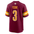 W.Commanders #3 Cade York Burgundy Jereymy Game Jersey