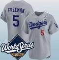 Los Angeles Dodgers #5 Freddie Freeman Gray Jereymy 2025 World Series Limited Stitched Jersey