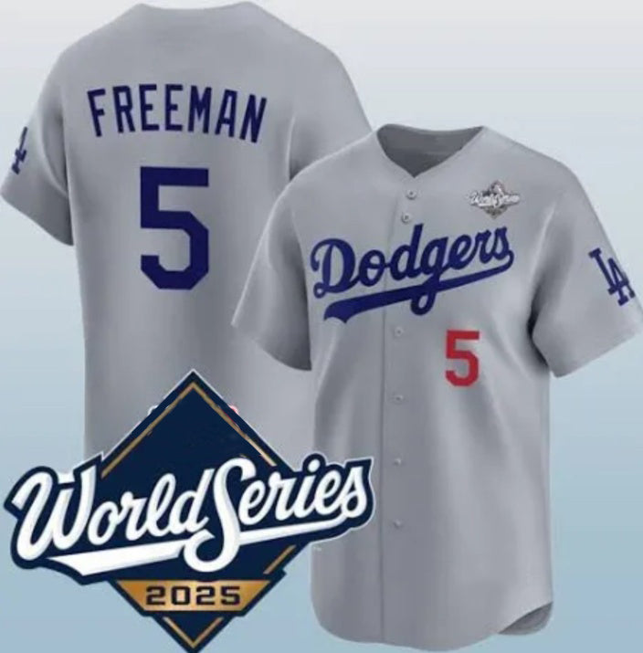 Los Angeles Dodgers #5 Freddie Freeman Gray Jereymy 2025 World Series Limited Stitched Jersey