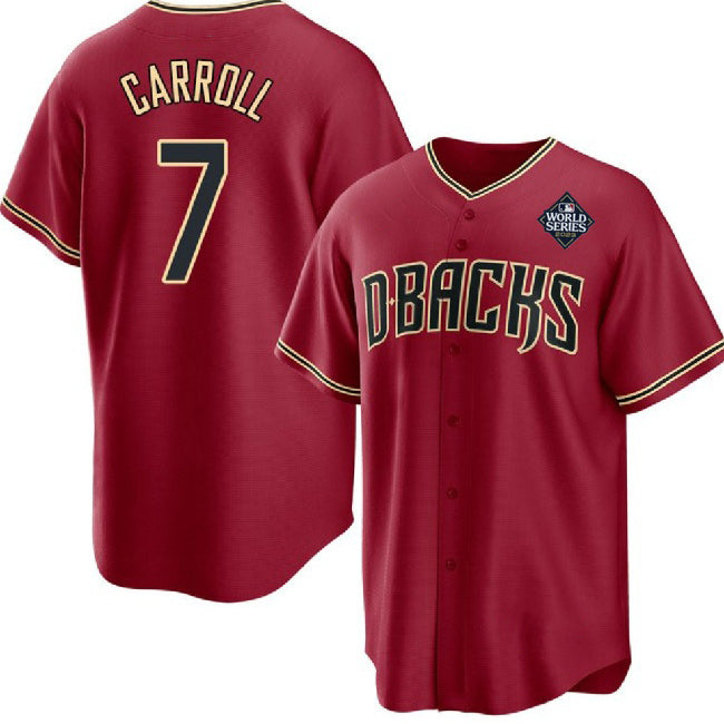 Arizona Diamondbacks #7 Corbin Carroll Red Jereymy 2023 World Series Cool Base Stitched Jersey