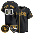 Custom Atlanta Braves Black Gold Jereymy 2024 Spring Training Patch Limited Stitched Jersey